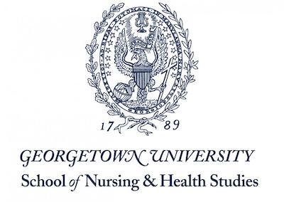 The seal of Georgetown University with the School of Nursing & Health Studies name beneath it.