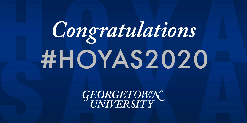Congratulations #Hoyas 2020 Georgetown University image with Hoya Saxa as a watermark