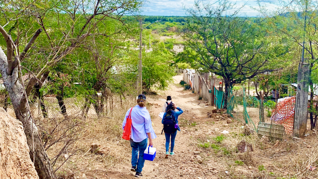 Student walk through the countryside in Mexico