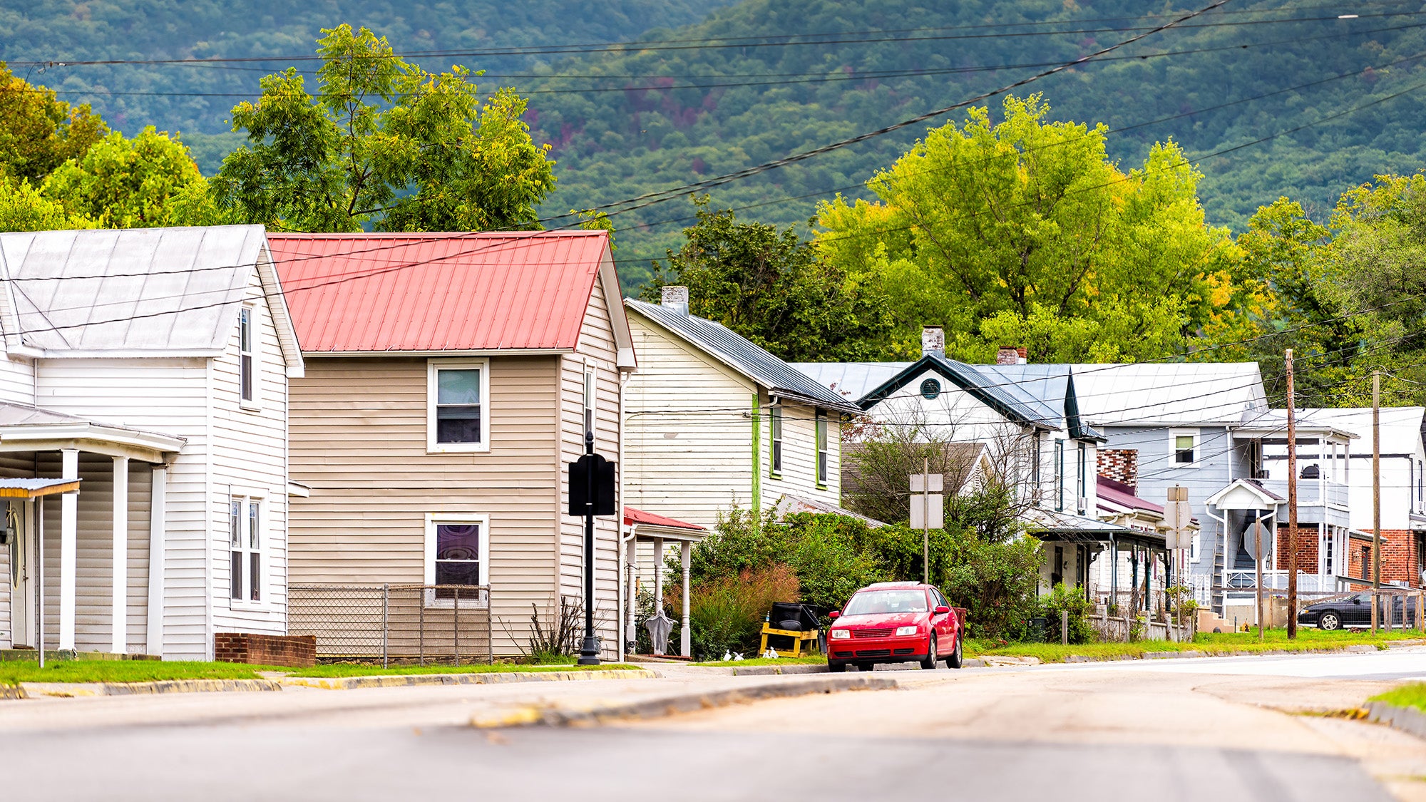 A street in a small, rural town in Virginia