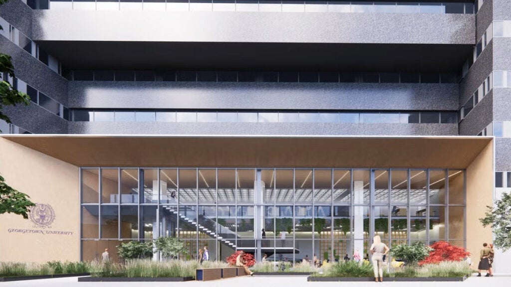Architect's rendering of the entrance to 111 Mass Ave. building