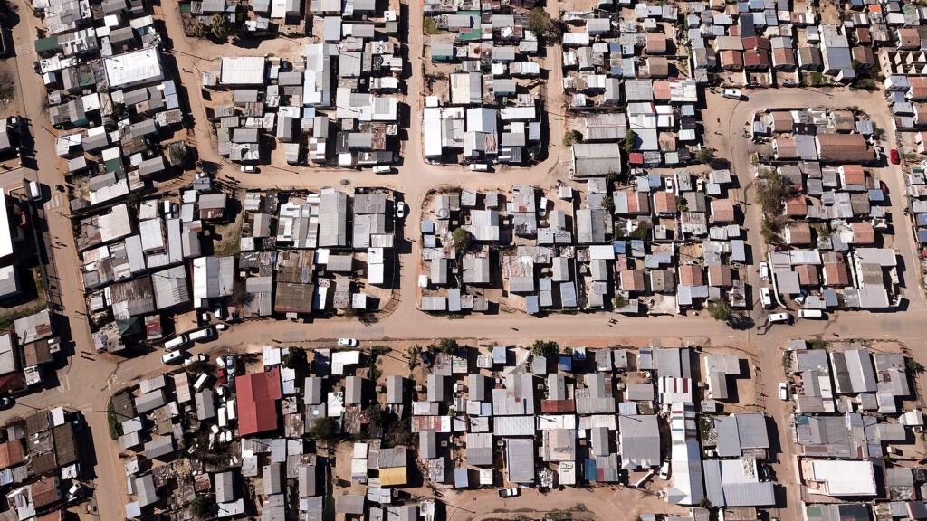 A South African town viewed from above
